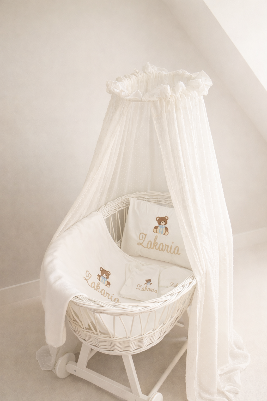 Classic geboorteset wit 5 delig gepersonaliseerd met naam en figuur