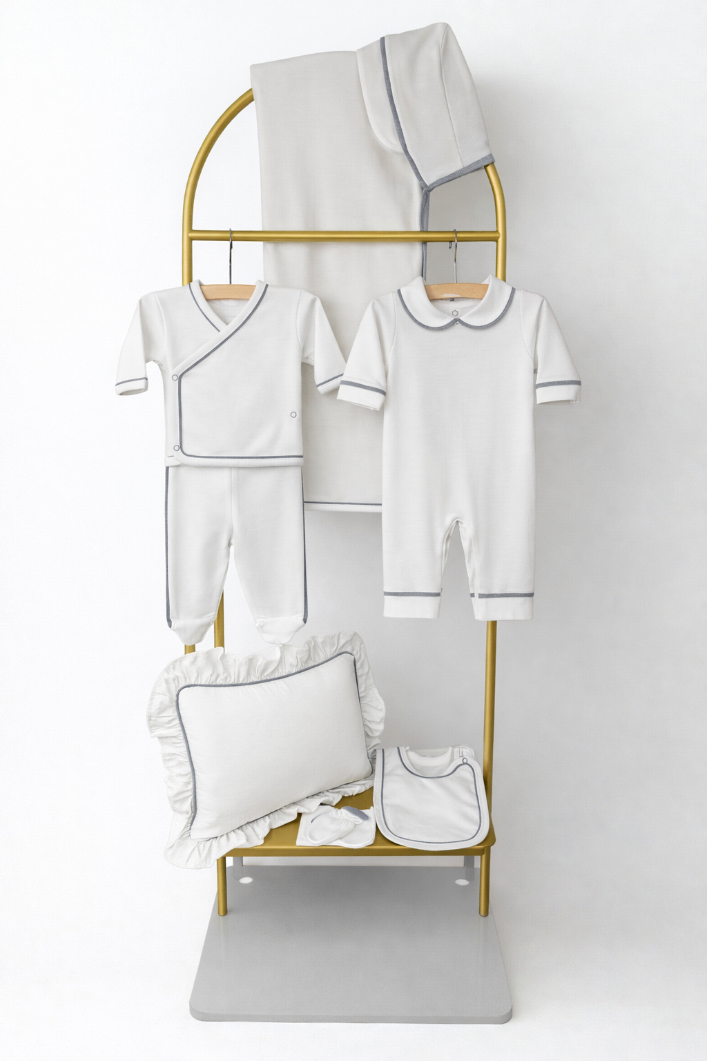 Luxe 11 delige geboorte set wit met details naam en figuur