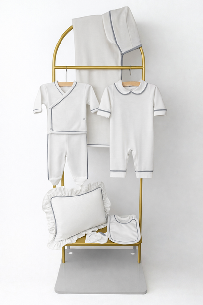 Luxe 11 delige geboorte set wit met details naam en figuur