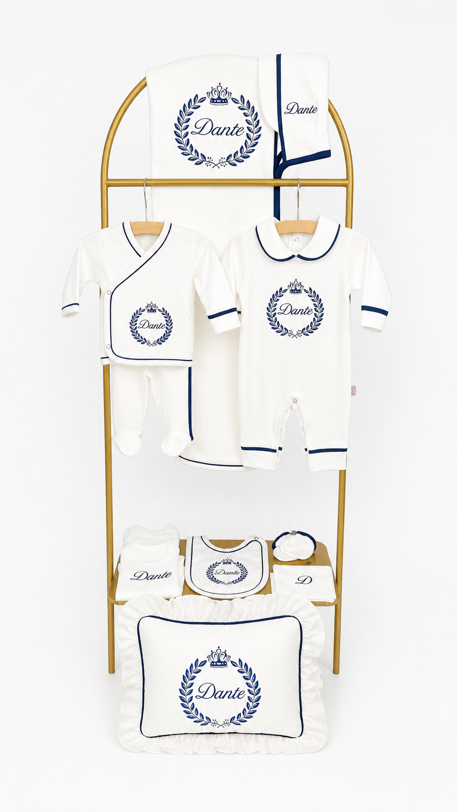 Luxe 11 delige geboorte set wit met details naam en figuur