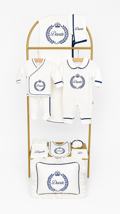 Luxe 11 delige geboorte set wit met details naam en figuur