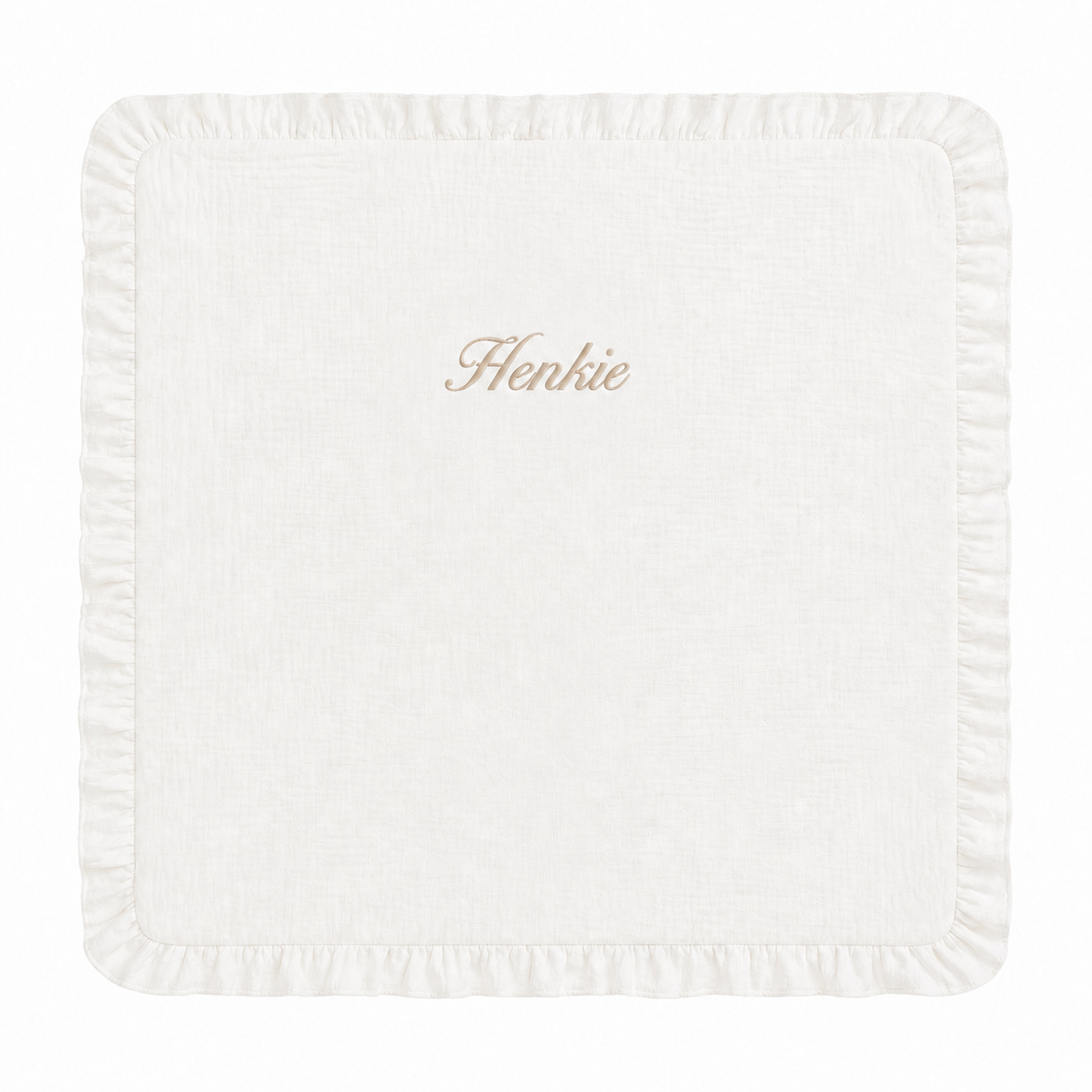 Mousseline deken met franjes - gepersonaliseerd met naam