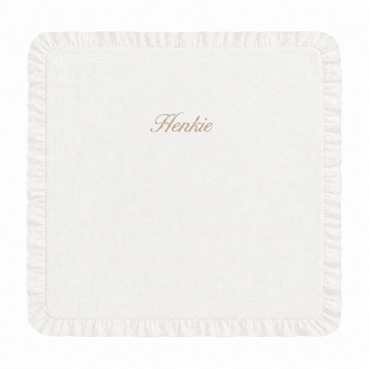 Mousseline deken met franjes - gepersonaliseerd met naam
