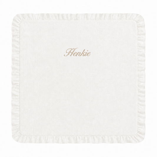 Mousseline deken met franjes - gepersonaliseerd met naam