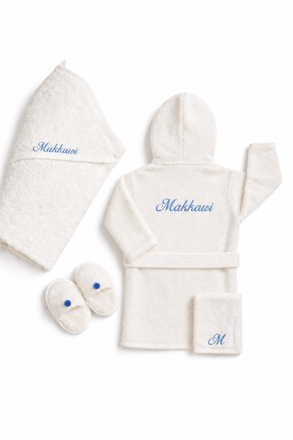 Luxe badset wit 4 delig met naam