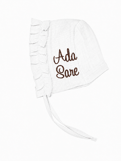 Mousseline 2 delig geboorteset met ruffle - gepersonaliseerd met naam